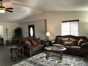 Smart TV, DVD player, books, video library