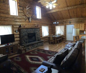 Fernseher, Kamin, DVD-Player