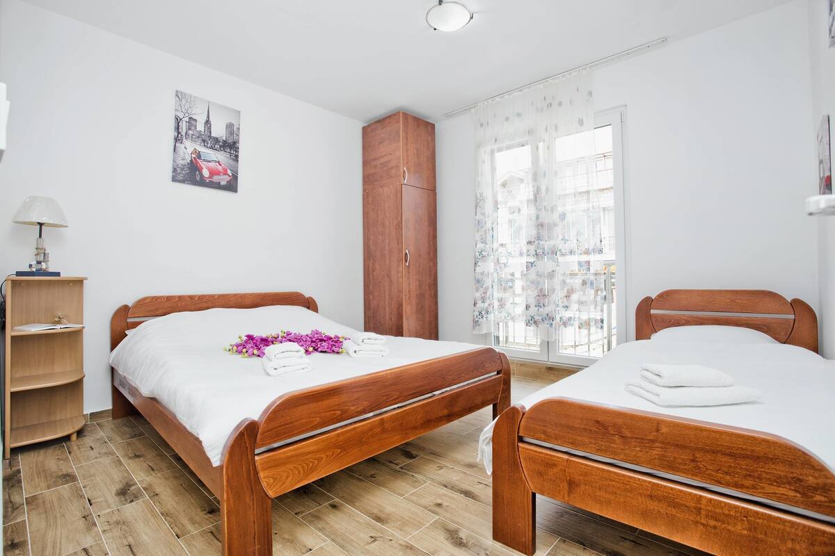 Classic Apartment | Desk, laptop workspace, soundproofing, iron/ironing board