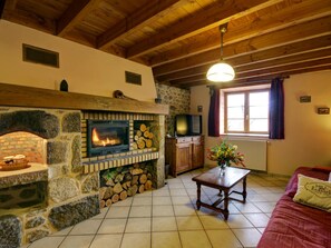 TV, fireplace