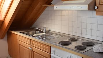 Apartment | Private kitchen | Full-size fridge, microwave, oven, stovetop