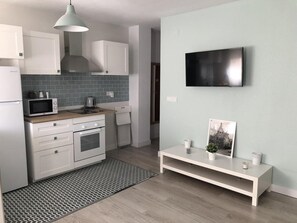 Fridge, microwave, oven, toaster