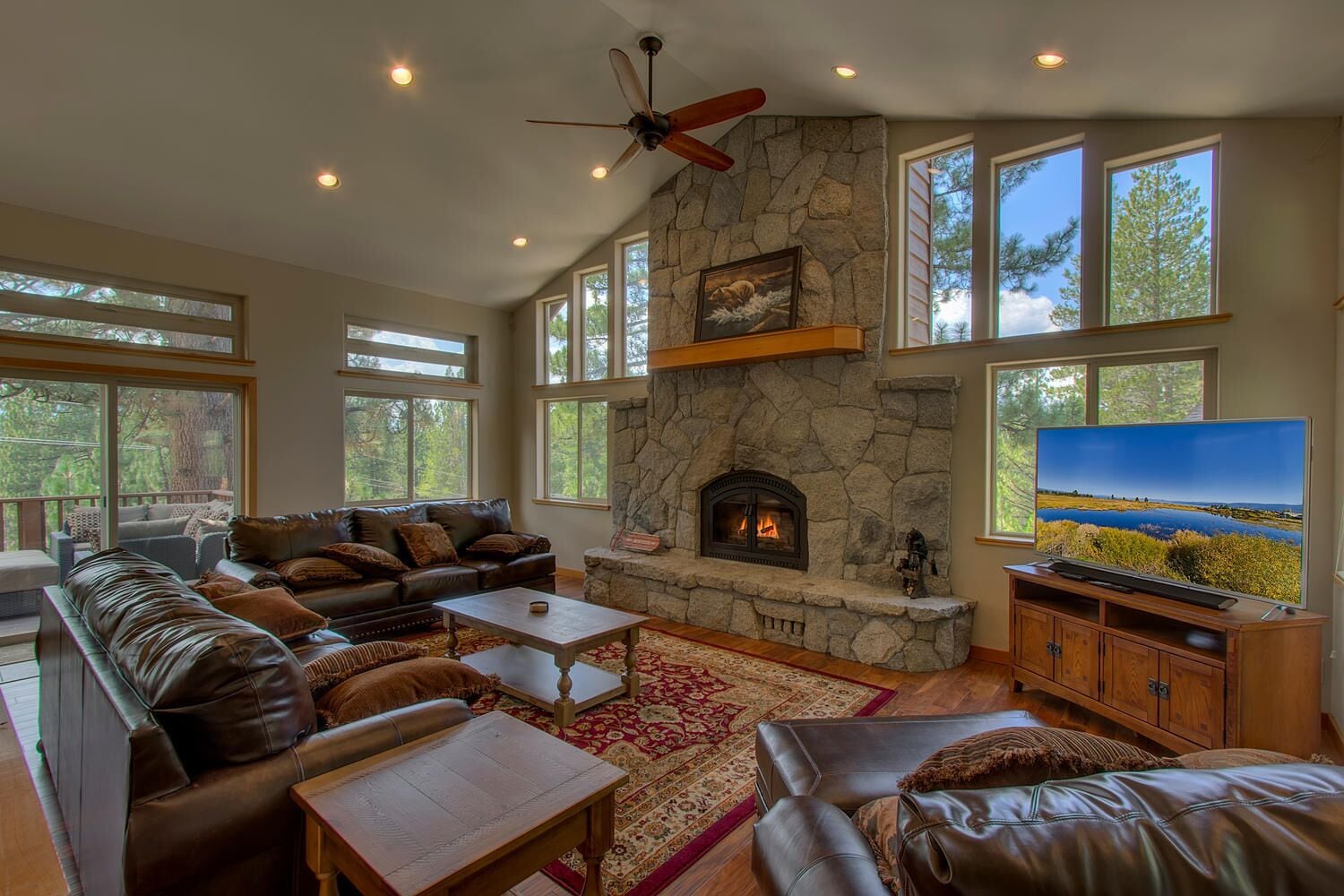 TV, fireplace, video games, table football