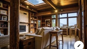 Smart TV, fireplace, video games, DVD player