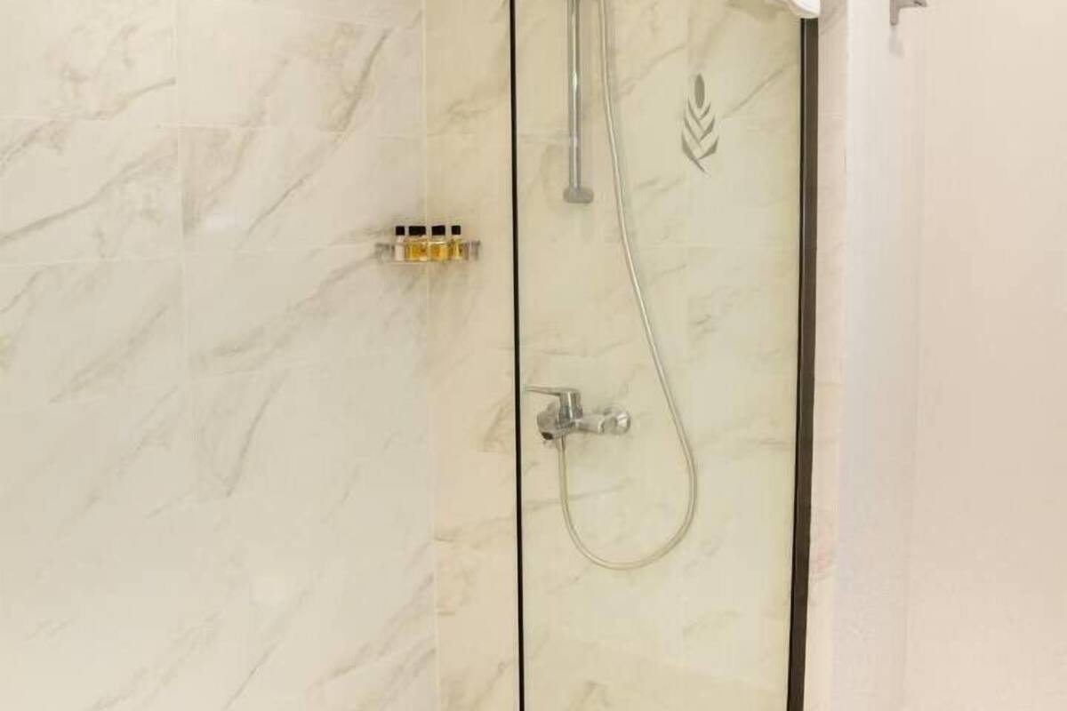 shower, free toiletries, hair dryer, slippers