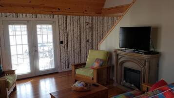 Smart TV, fireplace, DVD player, video library