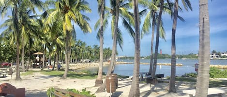 Beach nearby, sun-loungers, beach towels