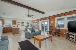 TV, video games, DVD player, foosball