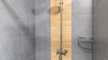 Shower, hair dryer, slippers