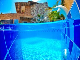 Outdoor pool, pool loungers