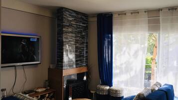 TV, fireplace