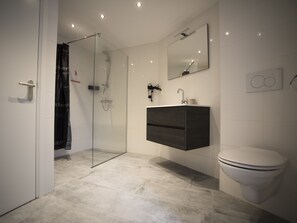 Douche, séchoir à cheveux, serviettes fournies