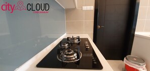 Fridge, microwave, stovetop, dishwasher