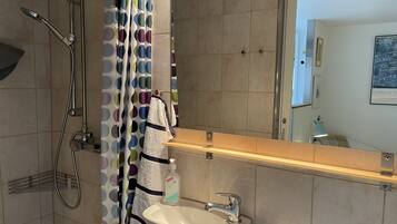 Hair dryer, towels, toilet paper