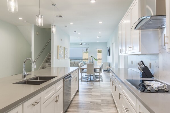 Fridge, microwave, oven, stovetop - Luxury Home for 24, Directly Across Beach! Private Pool & Ocean Views! (South Padre Island)