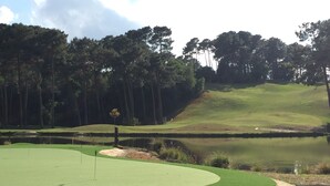 A golf course with a putting green, sand bunkers, and a pond. - House 6/8 pers in holiday resort - pine forest, ocean, lake, your choice! (Lacanau Océan)