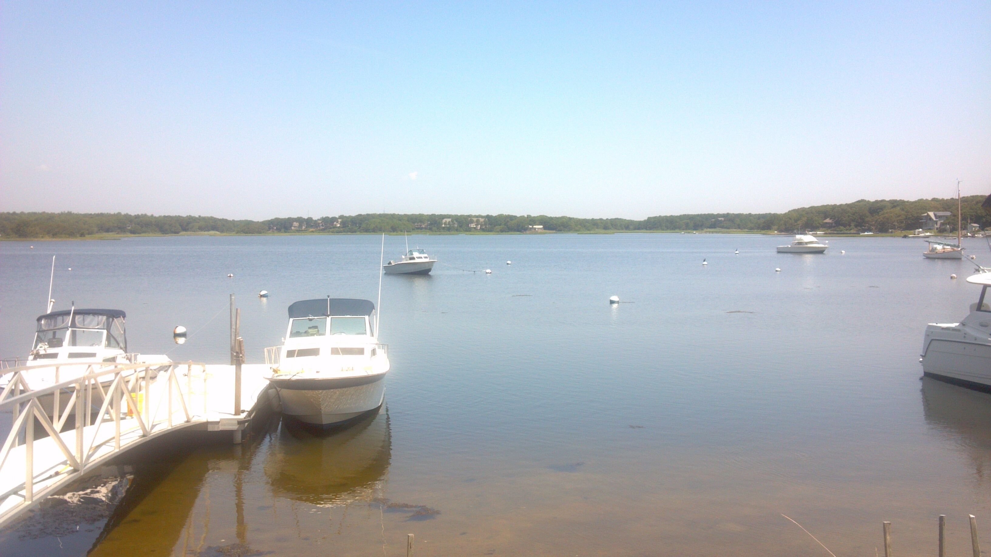 A marina with several boats docked.