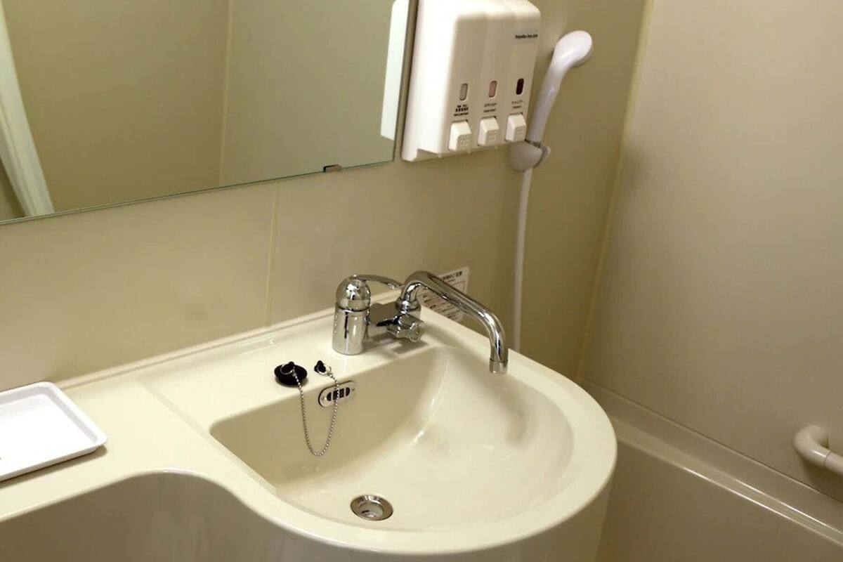 combined shower/bathtub, free toiletries, hair dryer, slippers