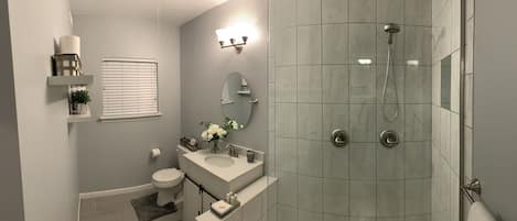 シャワー、ヘアドライヤー、タオル、石鹸