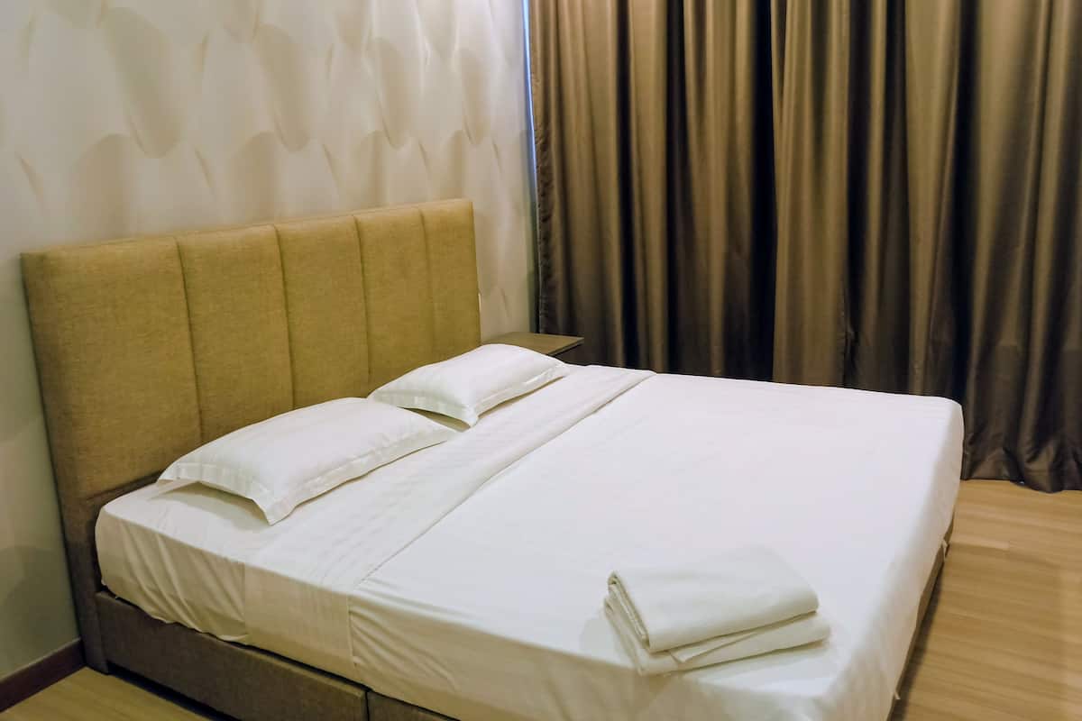 1 bedroom, desk, blackout curtains, iron/ironing board