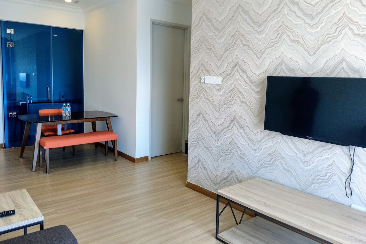 1 bedroom, desk, blackout curtains, iron/ironing board
