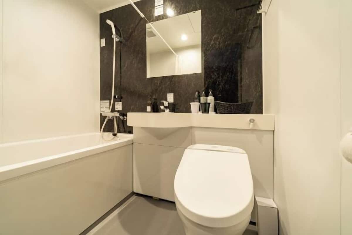 Ensemble douche/baignoire, articles de toilette gratuits, sèche-cheveux