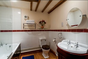 Room | Bathroom | Separate tub and shower, hair dryer, towels, soap