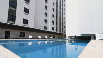 Outdoor pool, pool loungers