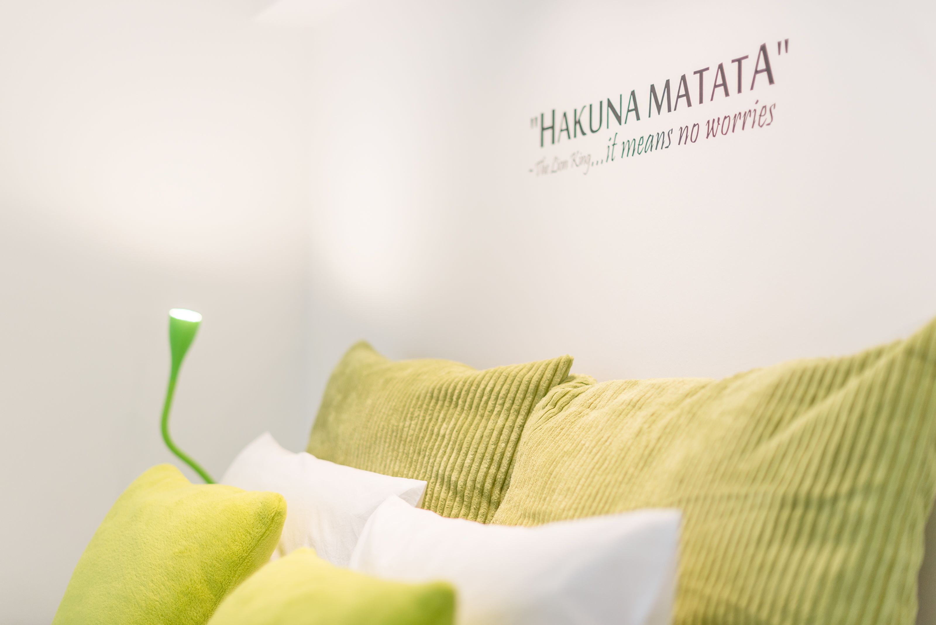 design apartment, 1 queen bed with sofa bed (green) | individually decorated, desk, laptop workspace, blackout curtains