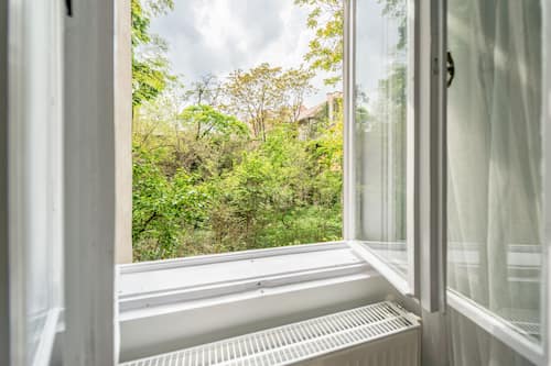 Apartament de disseny, 1 llit de matrimoni i sofà llit (GREEN) | Vista del pati