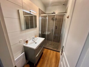 Shower, hair dryer, towels, soap - Olive Tree, Superb gîte, Heated Pool near Carcassonne, overlooking Canal du Midi (Marseillette)
