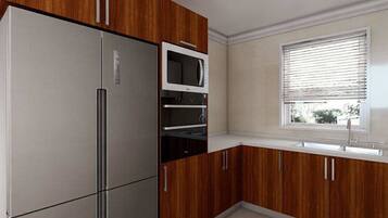 Apartment | Private kitchen | Fridge, microwave, oven, stovetop