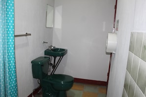 Shower, towels, soap, shampoo