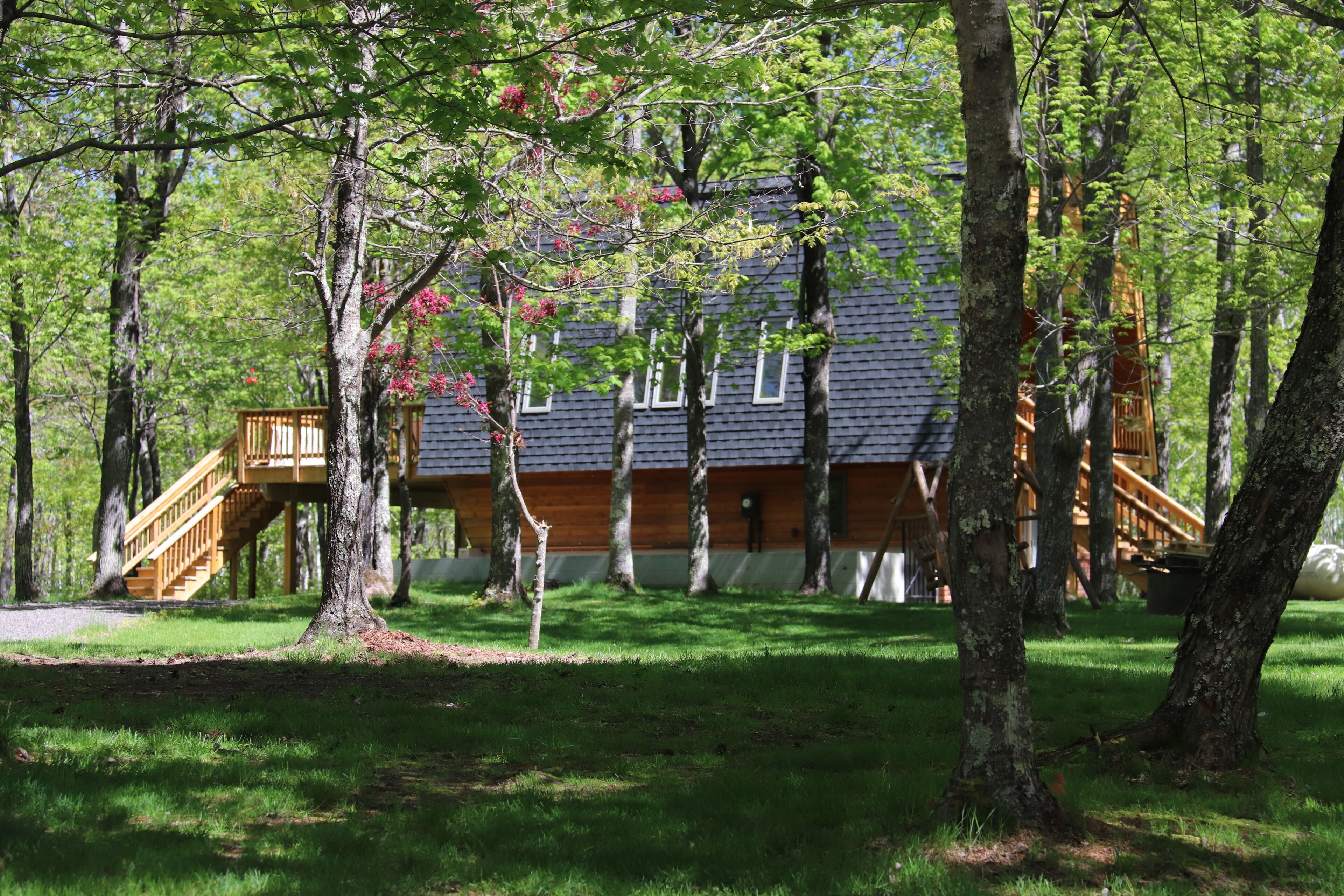 Cabin In the Woods on 30 wooded acres with walking trails.