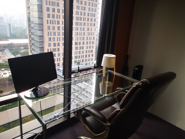 Desk, blackout curtains, iron/ironing board, free WiFi
