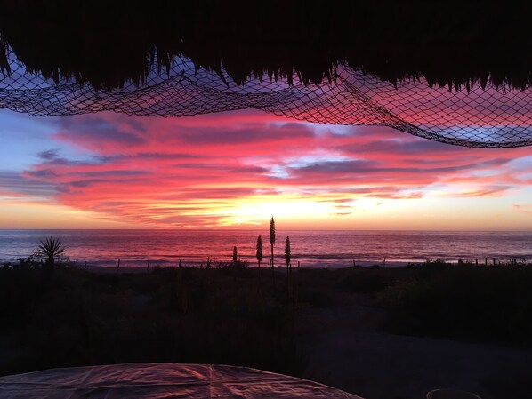On the beach, beach towels