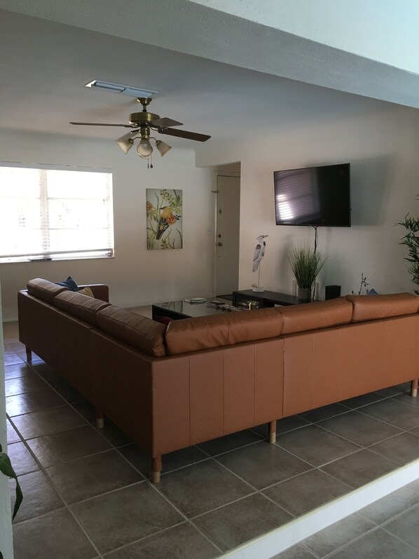 Smart TV, DVD player, books, video library