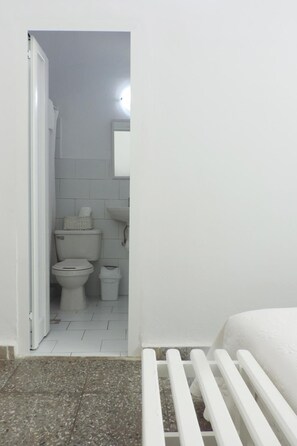 Shower, rainfall showerhead, designer toiletries, towels