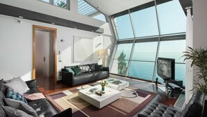 Luxury-Apartment, 3 Schlafzimmer, Meerblick, Strandnähe | Wohnbereich