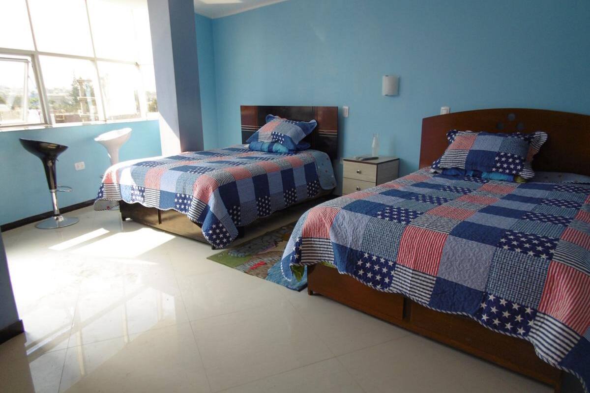 Blackout curtains, iron/ironing board, rollaway beds, free WiFi