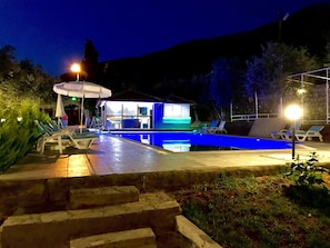 2 outdoor pools, open 9:30 AM to 7:30 PM, pool umbrellas, sun loungers