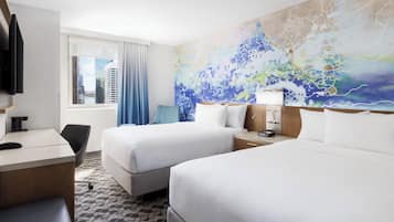 Room, 2 Double Beds, River View | Hypo-allergenic bedding, pillowtop beds, in-room safe, desk