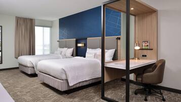 Suite, 2 Queen Beds | Desk, iron/ironing board, free cribs/infant beds, rollaway beds