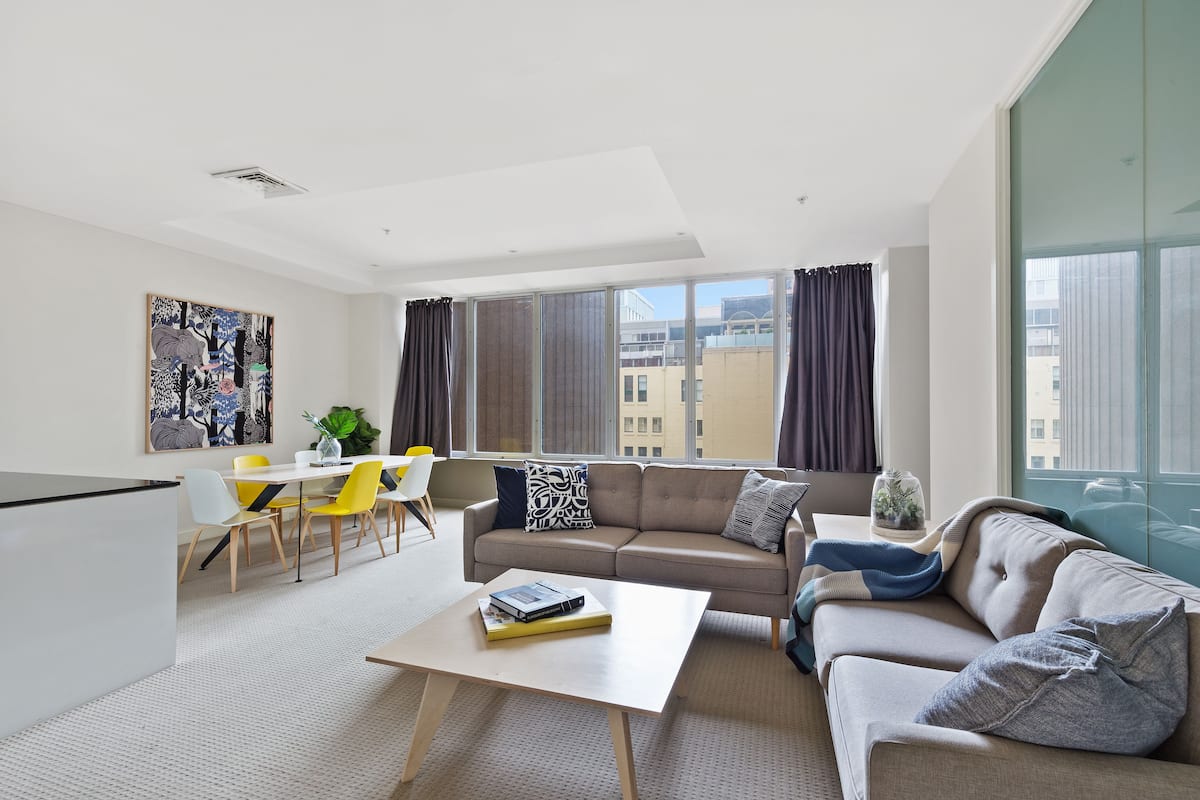 Izzy : 2 Bedroom 2 Bathroom Family Apartment | Living area | 50-inch LCD TV with digital channels, TV, Netflix