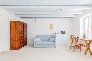 Smart TV, fireplace, DVD player, books