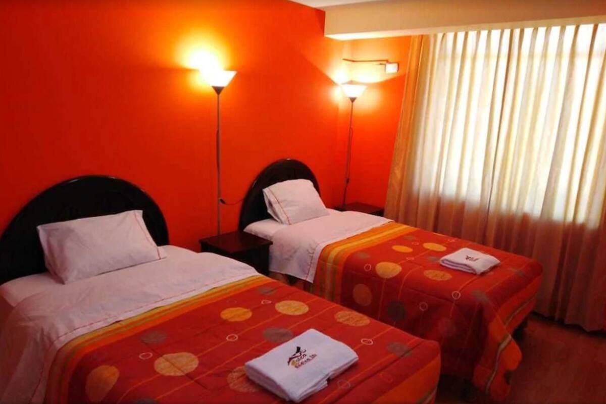 Laptop workspace, WiFi (free), bed sheets