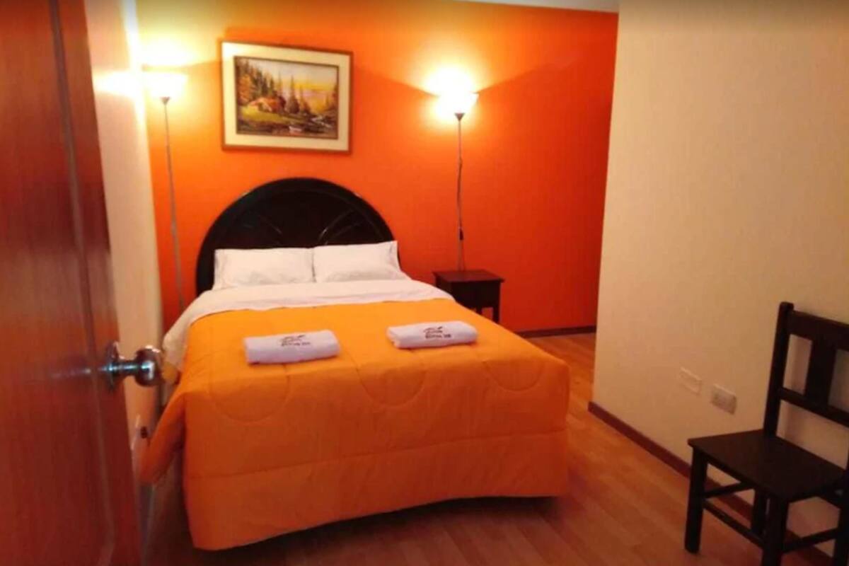 Laptop workspace, WiFi (free), bed sheets