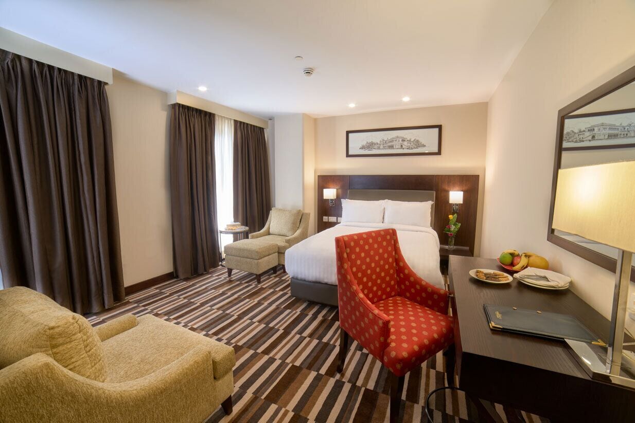 superior king room | in-room safe, desk, blackout curtains, soundproofing