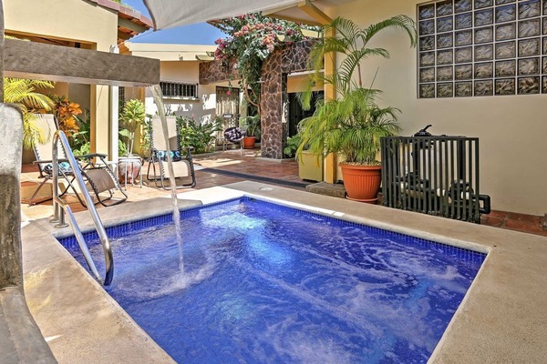 Guests have exclusive access to the private patio and spa pool.