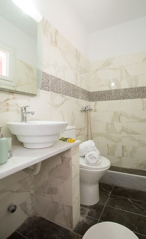 Dusche, Haartrockner, Handtücher